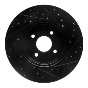 Ford Focus Brake Rotor (1) - Front Left - R1 Concepts - Drilled & Slotted - Black - `02-`04